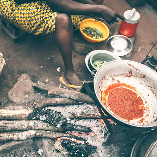 african kobieta gotowania. - africa african descent cooking african culture zdjęcia i obrazy z banku zdjęć