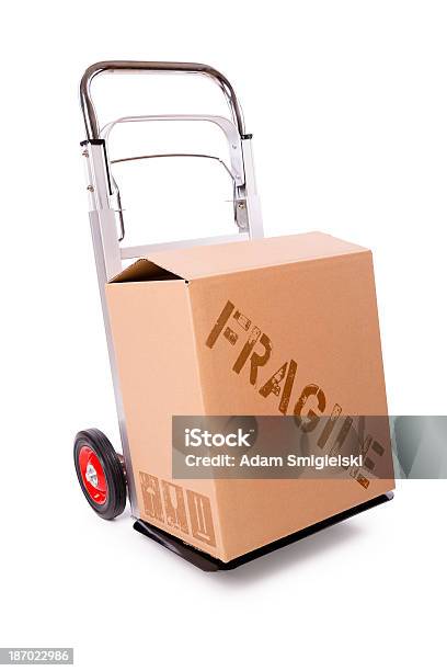 Hand Truck And Carton Box Stock Photo - Download Image Now - Abstract, Blank, Box - Container