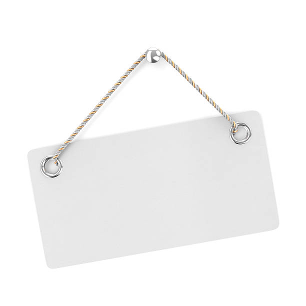 istock A blank white sign hanging on a white background 187023052