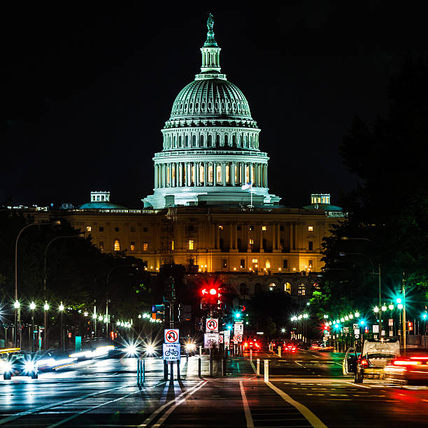 istock Capitol Hill from Constitution Avenue at Night, Washington D.C. 187023090