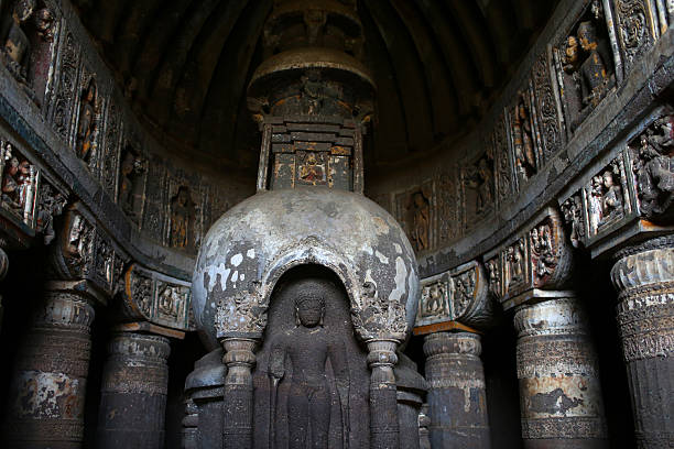 istock Buddihst statue is carved at the Ajanta Caves 187023459