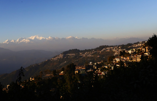 Himalayan mountains are seen near  Darjeeling, India. Darjeeling lies at the base of the Himalayan mountinas in Northeastern India.