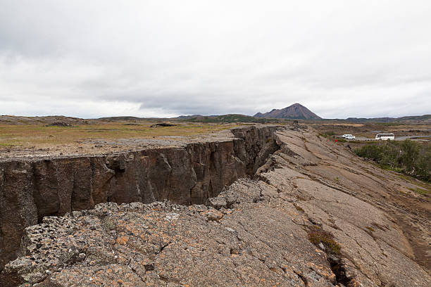 Fissure Grotagja fault in Iceland, copy space - for more  click here  crevice photos stock pictures, royalty-free photos & images