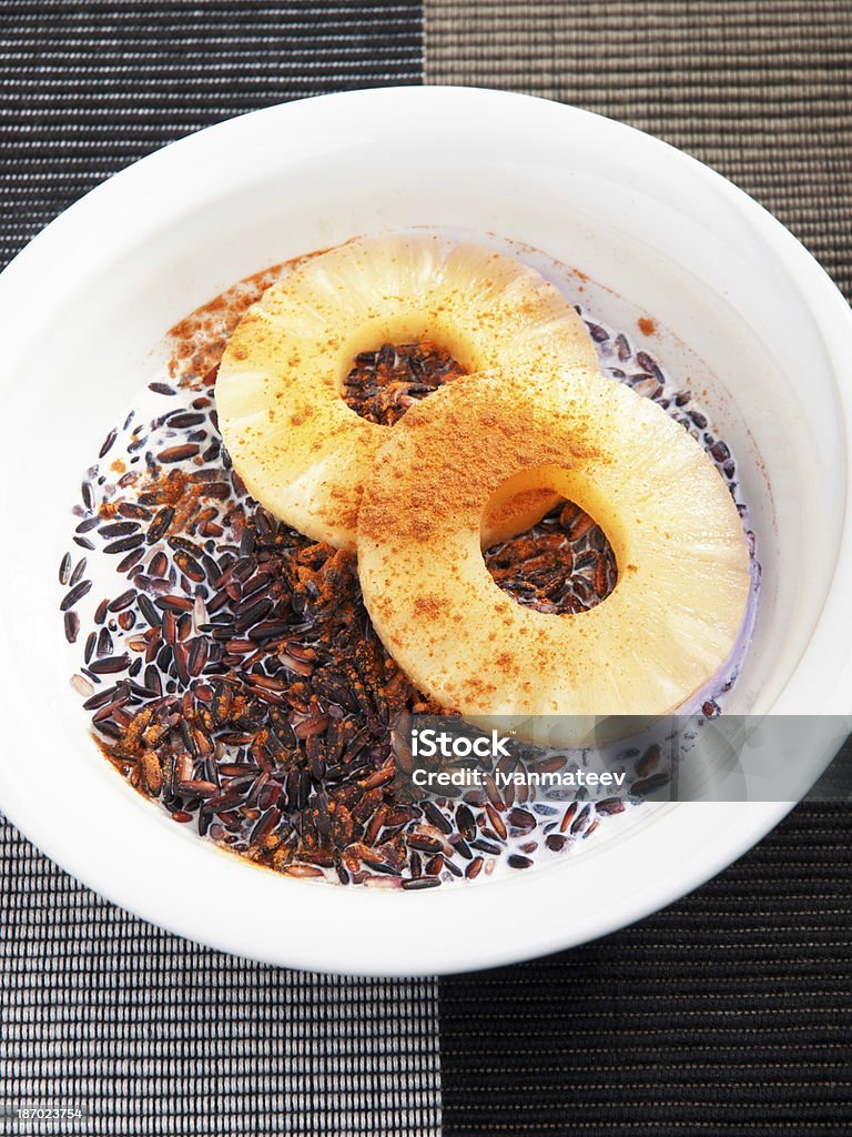 Wild rice with milk and pineapple Wild rice with milk and pineapple - Thai dessert Close-up Stock Photo