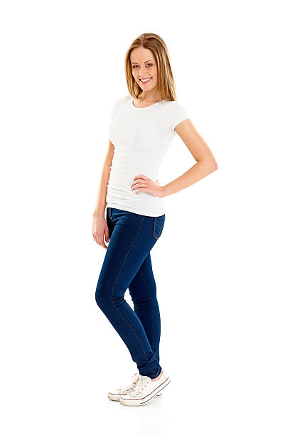 istock Attractive young girl posing on white 187023826