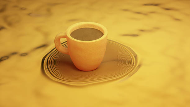 幻想的な想像上のCGI空間のコーヒーカップ