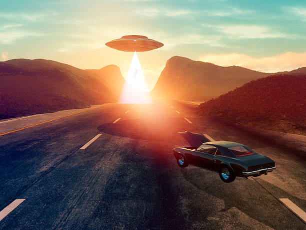 istock Alien UFO abduction on abandoned desert road 187025016
