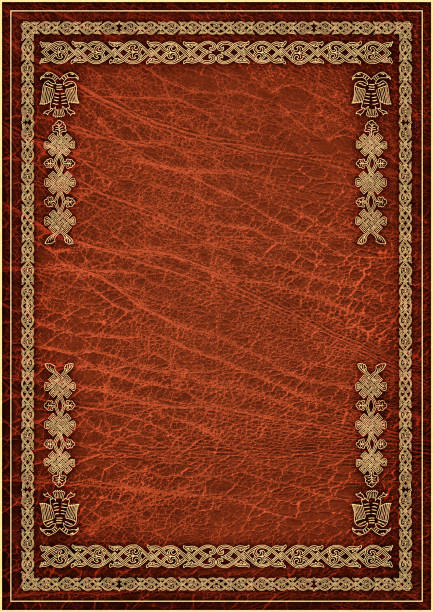 istock High Resolution Animal-skin Red Parchment with Decorative Gilded Arabesque Pattern 187025173