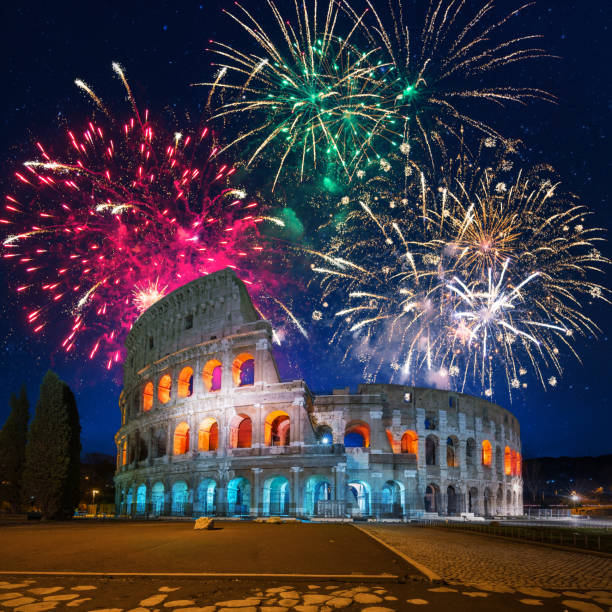 istock Fireworks display over the Colosseum in Rome, Italy 1870256049