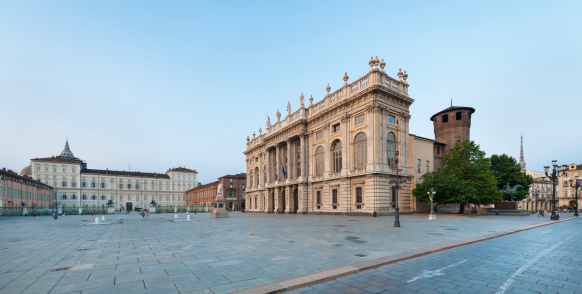 Piazza Castello: Palazzo Reale and Palazzo Madama on background, Turin