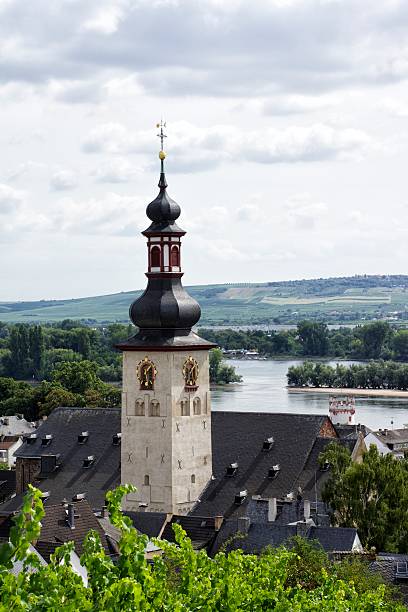 istock Church steeple by the river 187026474