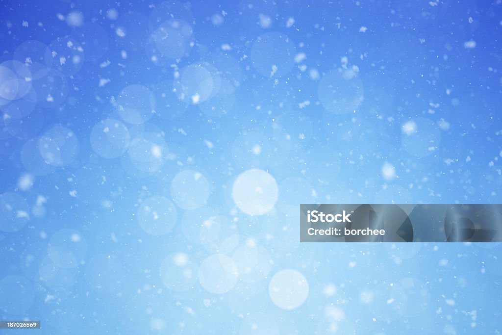 Snowy Background Background with falling snow and bokeh. Abstract Stock Photo