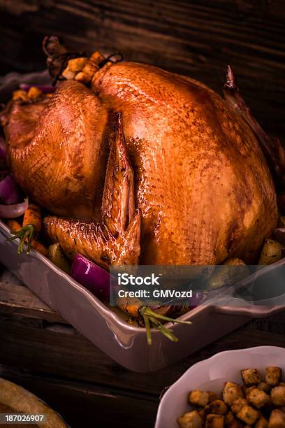 Roasted Thanksgiving Turkey With Side Dishes Stock Photo - Download Image Now - American Culture, Arrangement, Autumn