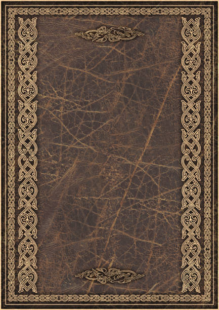 istock High Resolution Brown Animal-skin Parchment with Arabesque Gilded Decorative Pattern 187026943