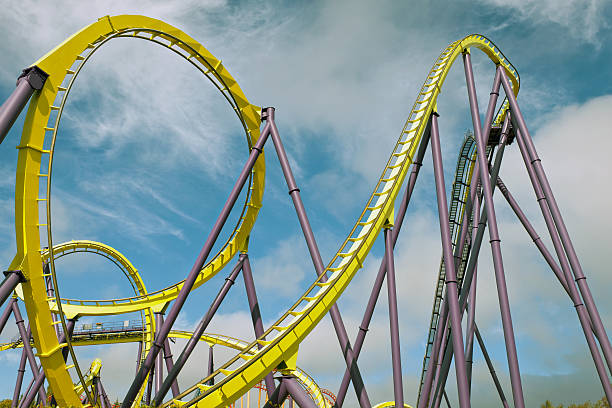 Roller Coaster Amusement Park Ride Loop California USA stock photo