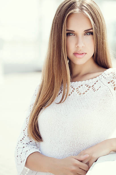 Young woman on white