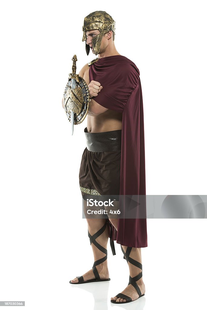 Spartan-Krieger stehen - Lizenzfrei Abschirmen Stock-Foto
