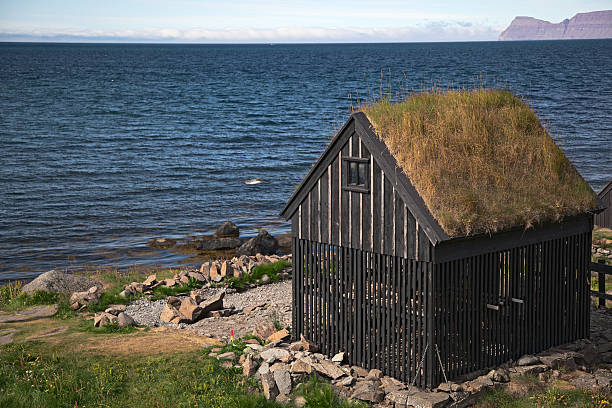 istock Turf house on Westfjords coastline. Iceland. 187030855