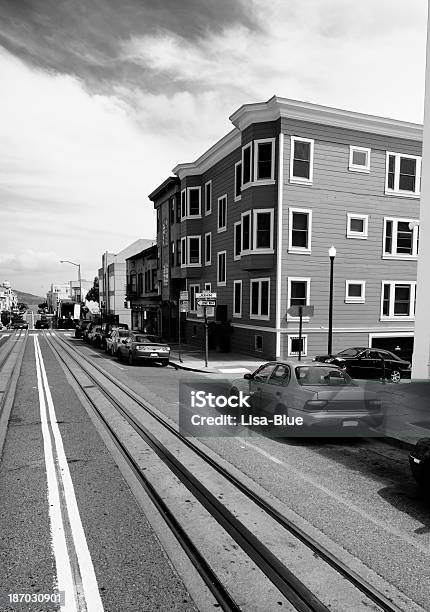 San Francisco Streetblack And White Stock Photo - Download Image Now - Avenue, Black And White, Building Exterior