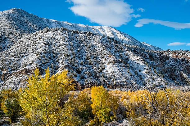 istock Snowy Hills and Fall Colors 187030947