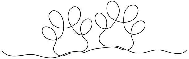 Vector illustration of Animal paw continuous line drawn.