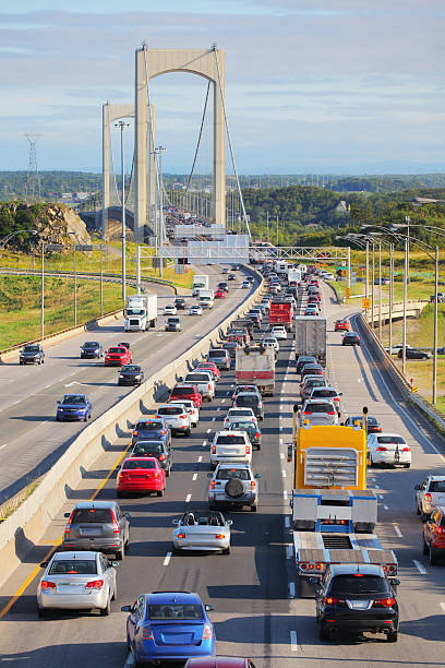 Traffic on Multi-lane Highway  buzbuzzer quebec city stock pictures, royalty-free photos & images