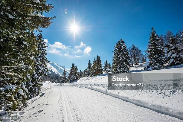 Photo libre de droit de Paysage Dhiver Avec La Neige Et Arbres banque d'images et plus d'images libres de droit de Alpes européennes - Alpes européennes, Arbre, Arbre à feuilles persistantes