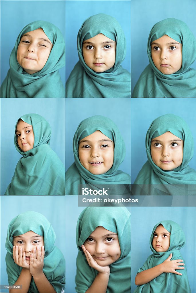 トルコイスラム教徒の少女をエクスプレッションズ XXL フェイシャル - イスラム教のロイヤリティフリーストックフォト