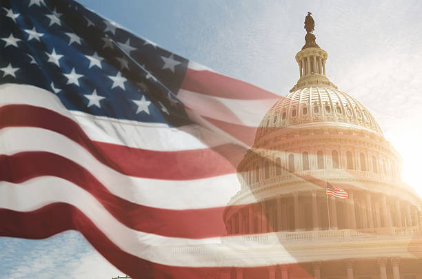 istock Capitol Hill with us flag in washington dc 187031868