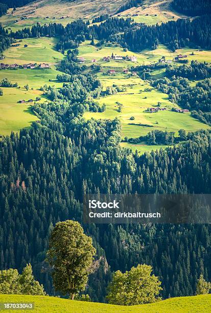 Widok Na Mały Przysiółek Obersaxen W Szwajcarii - zdjęcia stockowe i więcej obrazów Alpy - Alpy, Alpy Szwajcarskie, Bez ludzi