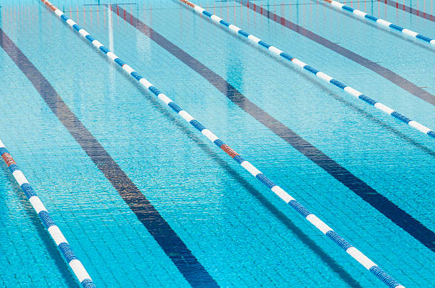 Top view of an open air swimming pool