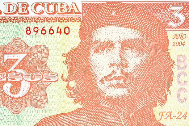Portrait of Che Guevara on cuban banknote.