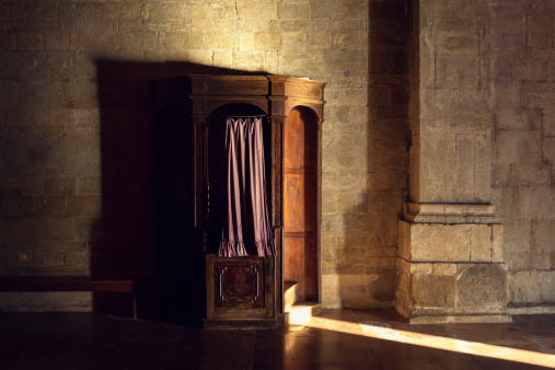 Confession booth in a catholic church