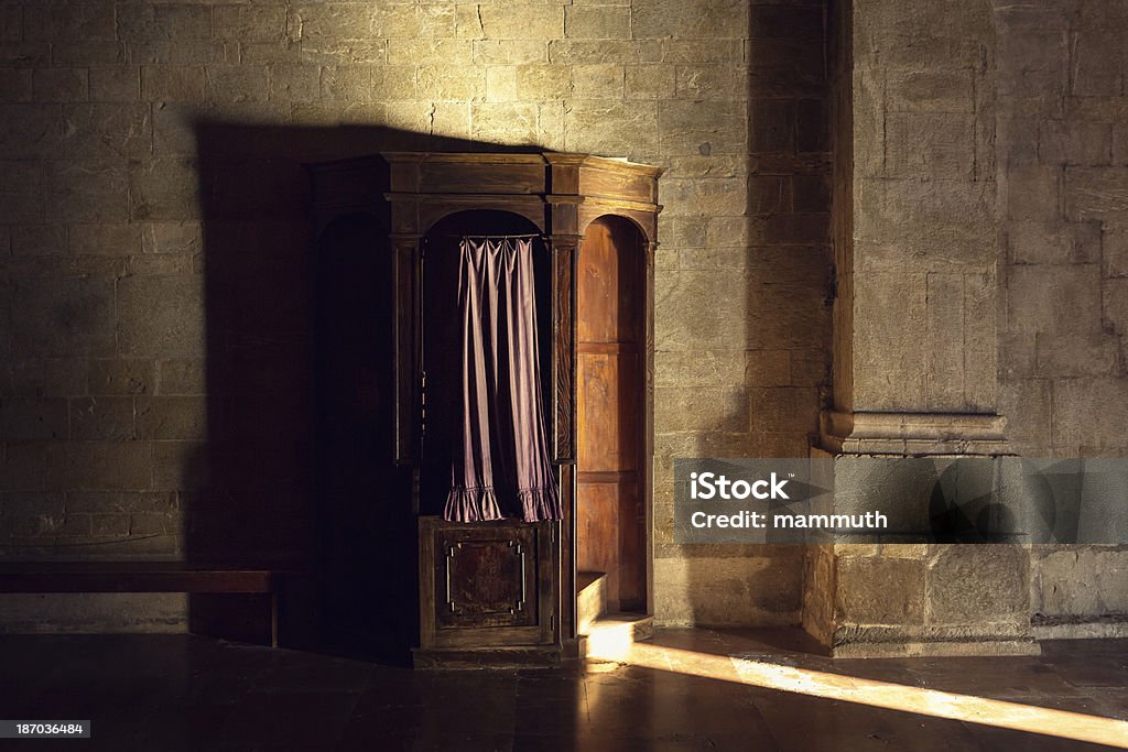 Confession booth Confession booth in a catholic church Confession Booth Stock Photo