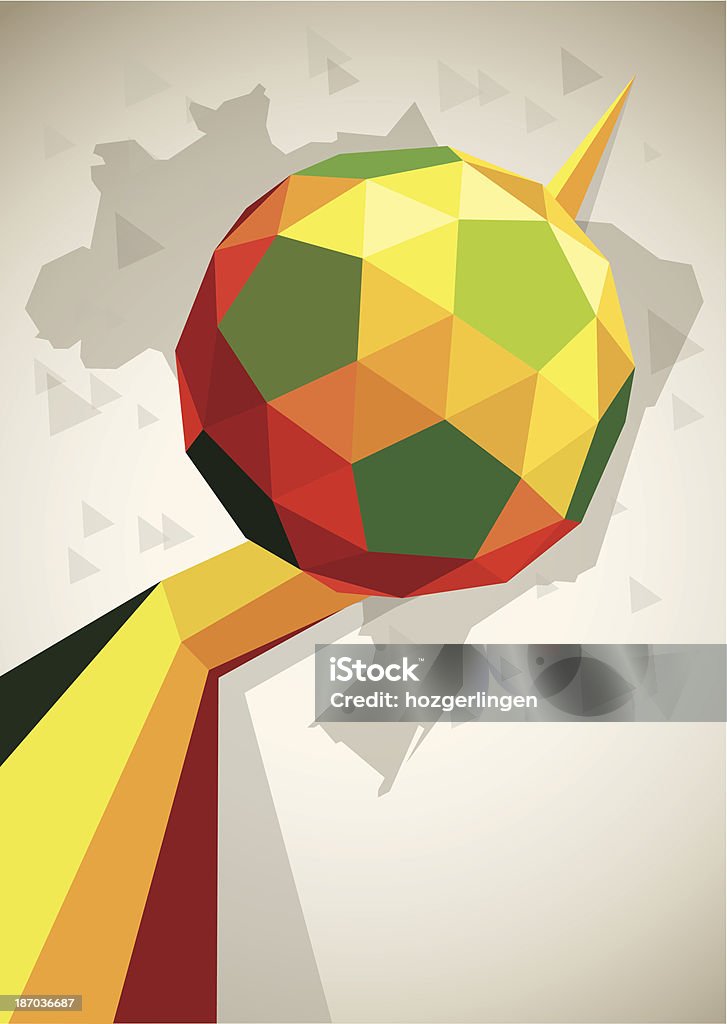 soccer poster vector poster with mosaic soccer ball and the shape of brazil in the backgrund Abstract stock vector