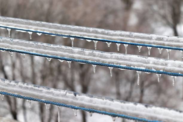 istock Freezing of an ice crust on objects in the surrounding nature. 1870375791