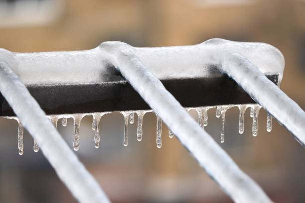 istock Freezing of an ice crust on objects in the surrounding nature. 1870375794
