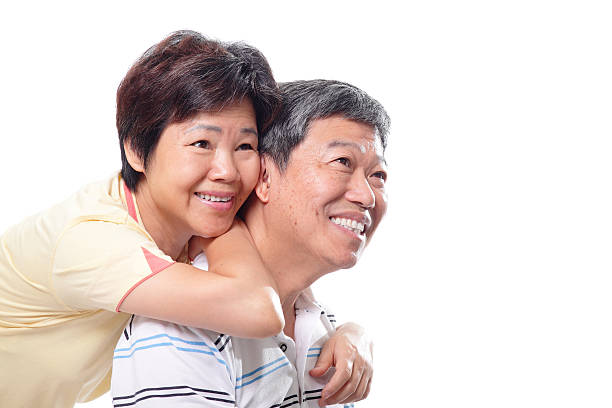 istock Happy elder couple hugging each other 187037997