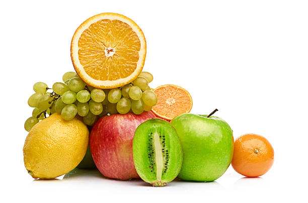 istock Composition with fruits isolated on a white 187038737