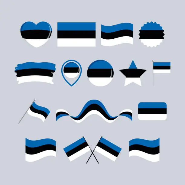 Vector illustration of Estonia flag icon set vector isolated on a gray background
