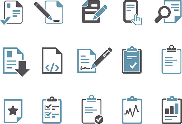 Office docs Icon Set Vector icons pack - Blue Series, office docs collection. form document stock illustrations