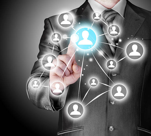 istock Businessman pressing modern social buttons 187039459