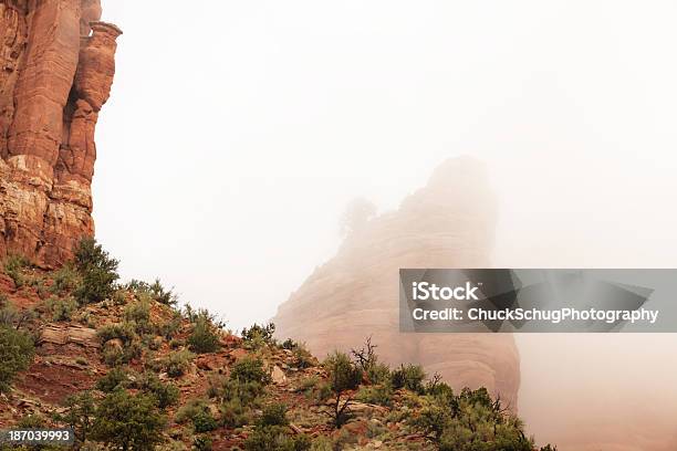 Desert Butte Wilderness Fog Landscape Stock Photo - Download Image Now - Arizona, Atmospheric Mood, Butte - Rocky Outcrop