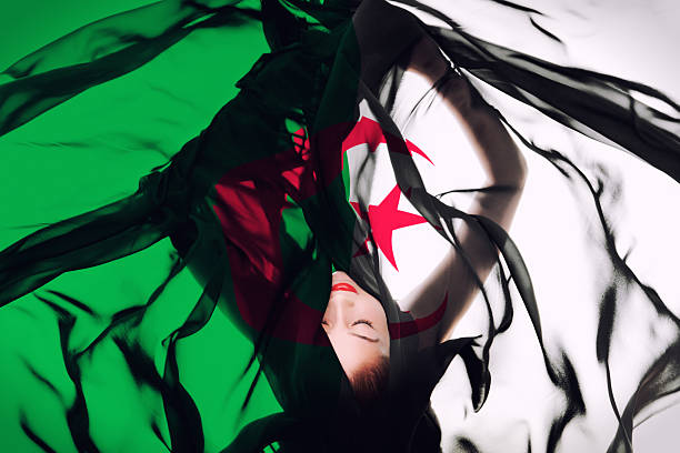 istock Young girl with Algerian Flag 187040702