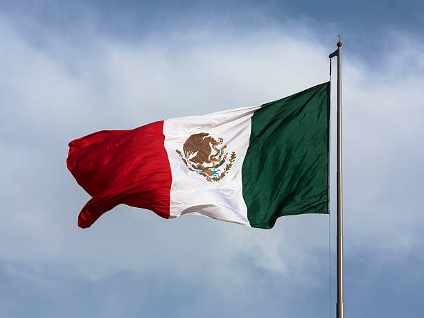 istock Flag of Mexico with blue sky 187040750