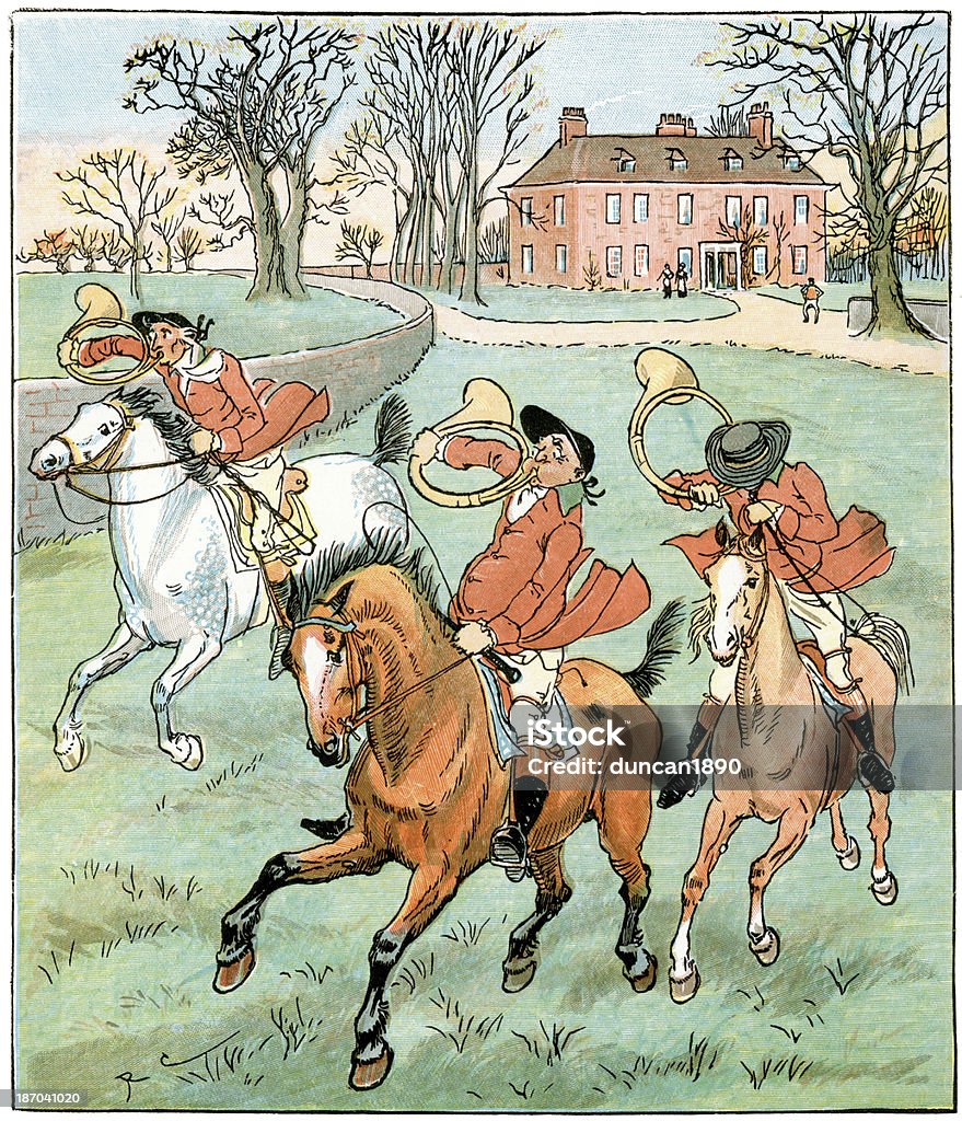 Die drei fröhlichen Huntsmen - Lizenzfrei 19. Jahrhundert Stock-Illustration