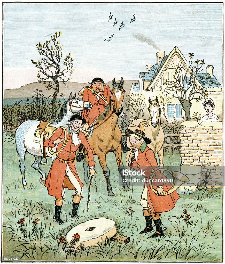 Die drei fröhlichen Huntsmen - Lizenzfrei 19. Jahrhundert Stock-Illustration