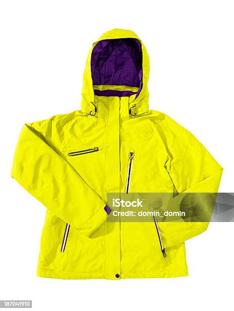 Invierno Chaqueta Transpirable Amarillo De Esquí Aislado En Blanco Foto de stock y más banco de imágenes de Gabardina - Ropa impermeable