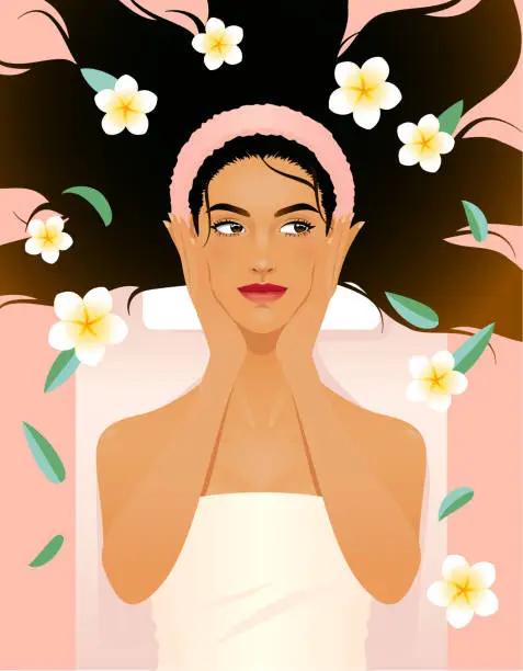 Vector illustration of Serene young woman