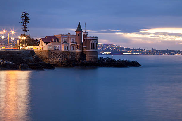 Wulff castle Wulff Castle in the evening , located in the city of Viña del Mar, Chile. vina del mar chile stock pictures, royalty-free photos & images